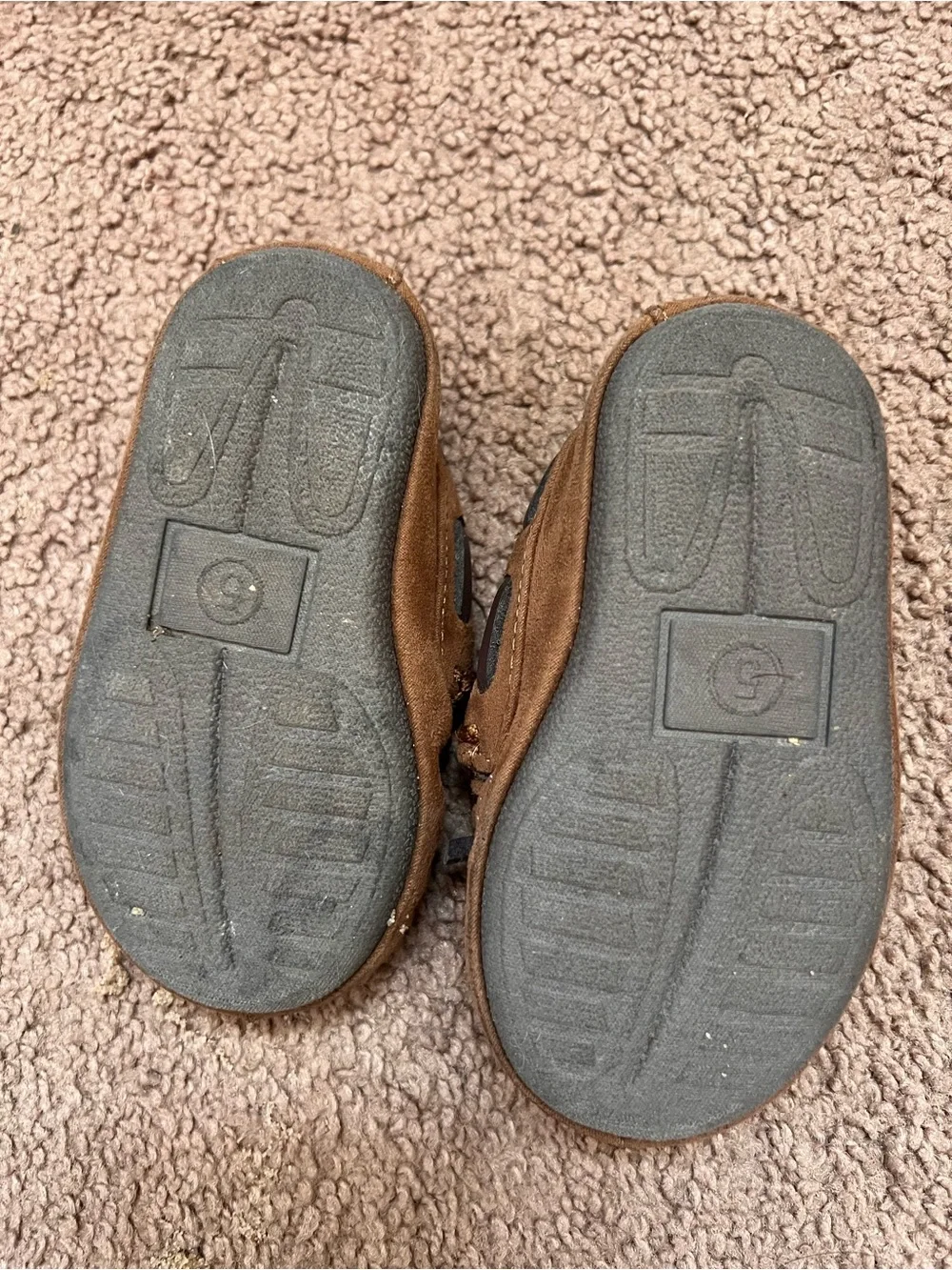 Kids Brown Moccasin Slippers with Sherpa Lining